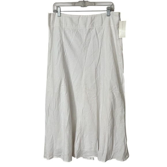 Charter Club Linen Maxi Skirt Size 14 White Lined Side Zip Minimalist NWT - Picture 1 of 8